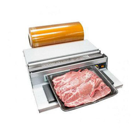 WU-550: 20" Stainless Steel Hand Wrapper with PTFE Coated Heat Plate 5" x 15", uses up to 20" Stretch Food Packaging Film
