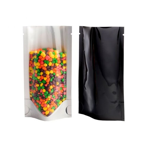 FUB2Z14-VN: 2oz (60g) Stand Up Pouch No Zip w/ Valve, Clear/Black, 1,000pcs